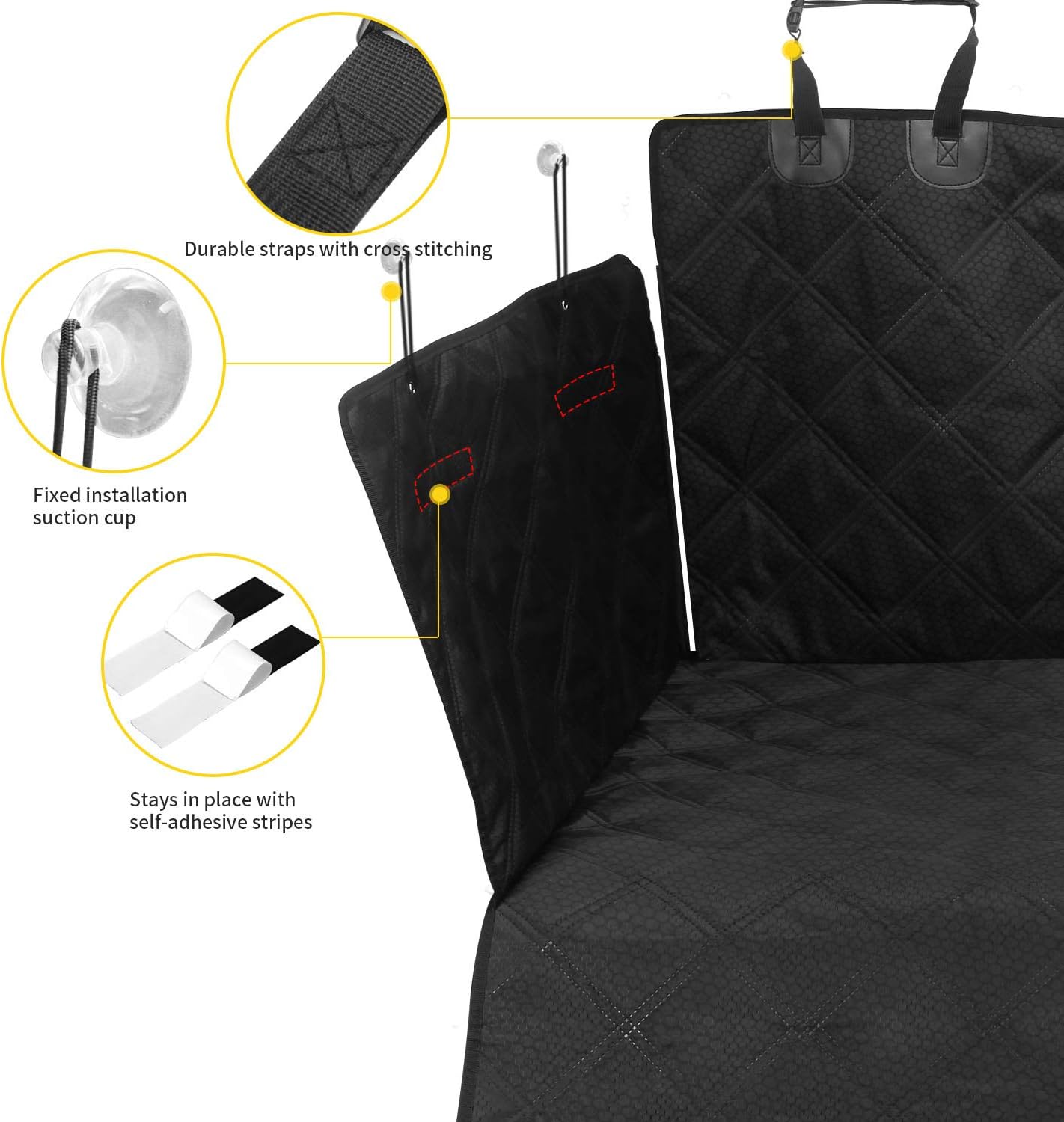 AMOCHIEN SUV Cargo Liner for Dogs, Waterproof Pet Dog Cargo Cover Liner with Side Walls Protector and Bumper Flap, Non-Slip Backing SUV Dog Cover for Cargo Area, Small &Medium SUV Black