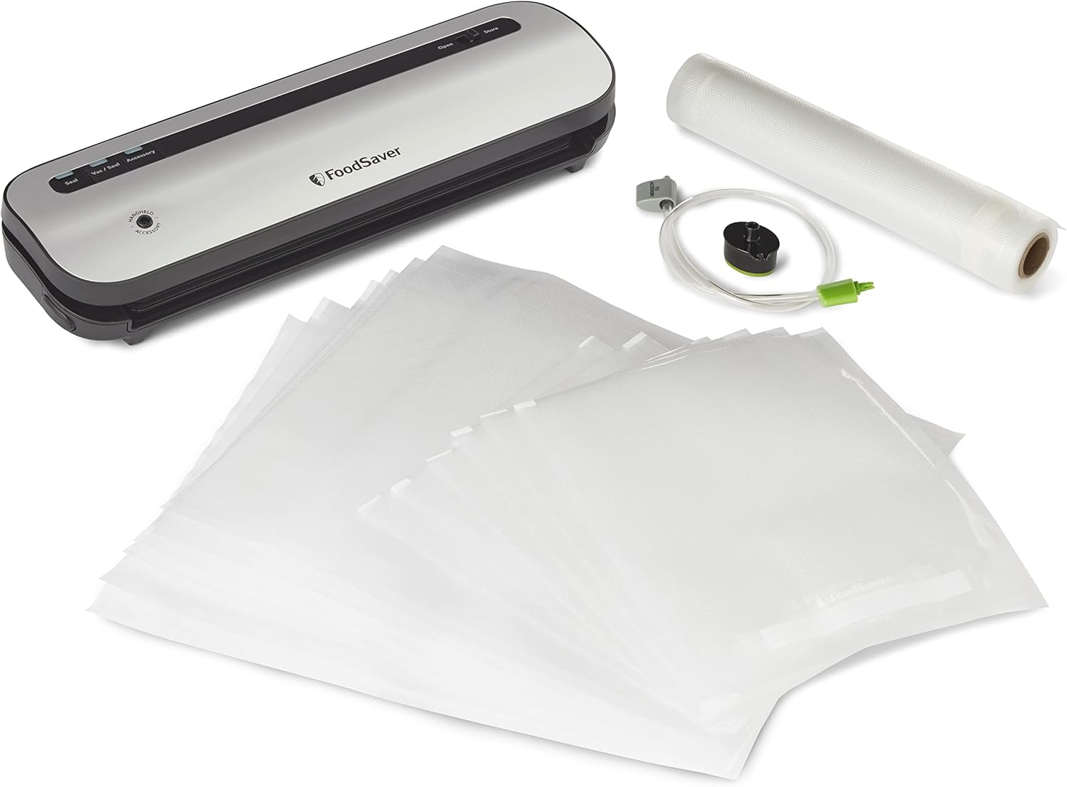 FoodSaver Space-Saving Vacuum Sealer Bundle with Bags and Roll