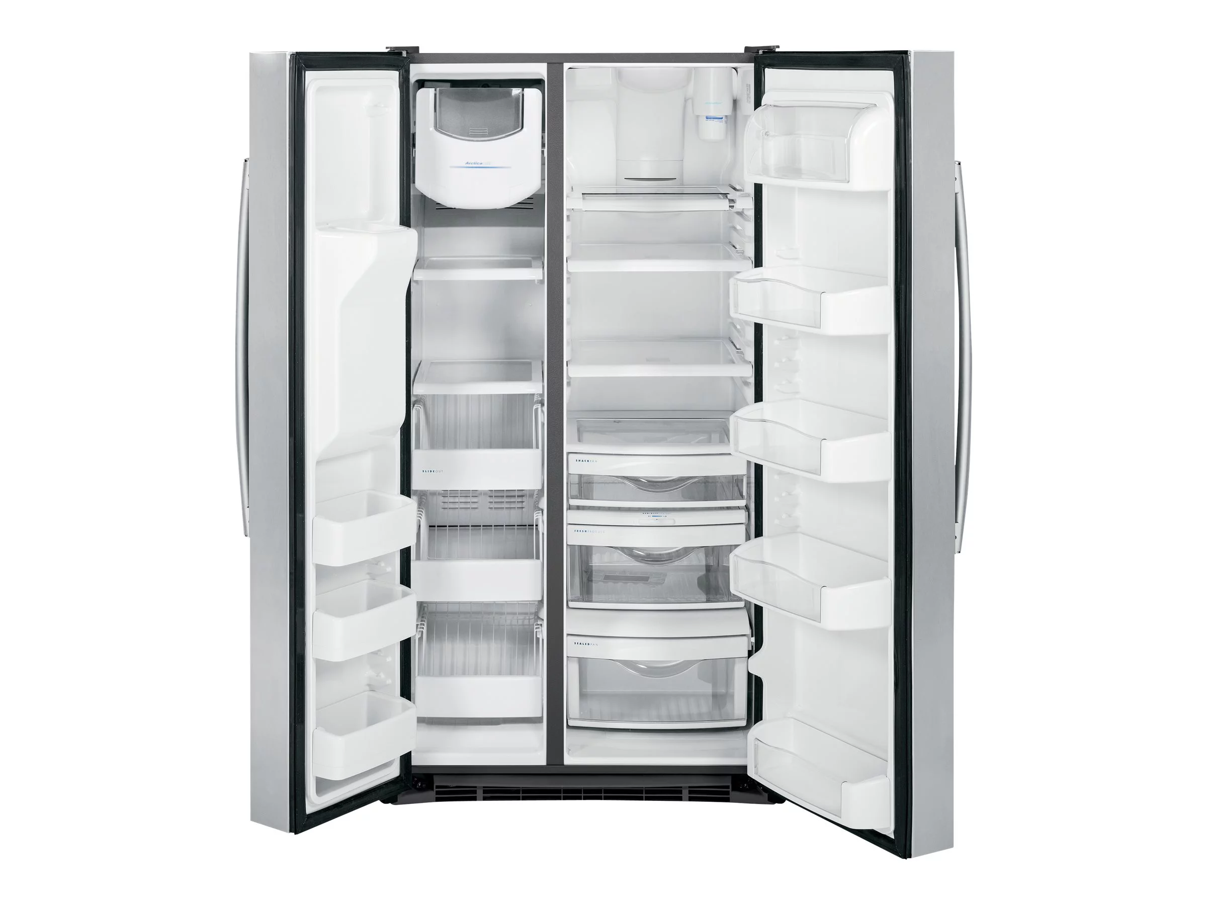 "GE Profile PSS28KSHSS - Refrigerator/freezer - side-by-side with water dispenser, ice dispenser - width: 35.7 in - depth: 36 in - height: 69.3 in - 28.4 cu. ft - stainless steel/dark gray"