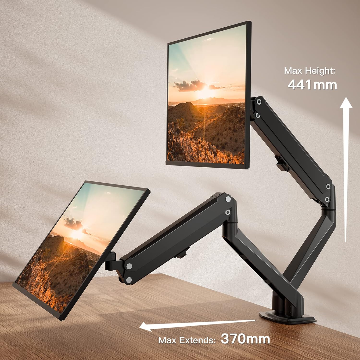 ErGear Dual Monitor Stand, Dual Monitor Mount for 13-30 inch Screens up to 17.6lbs, VESA 75x75mm-100x100mm, Dual Monitor Arms with 180° Swivel, Tilt, 360° Rotation for Home and Office Pack of 2