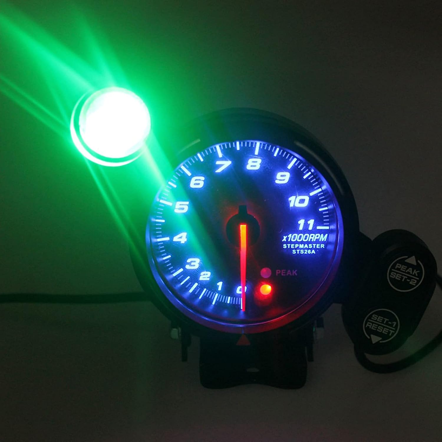 Universal 3.6 Car Tachometer Gauge Kit, Keenso 12V Blue LED 11000 RPM Meter Tachometer for Car with Adjustable Shift Light
