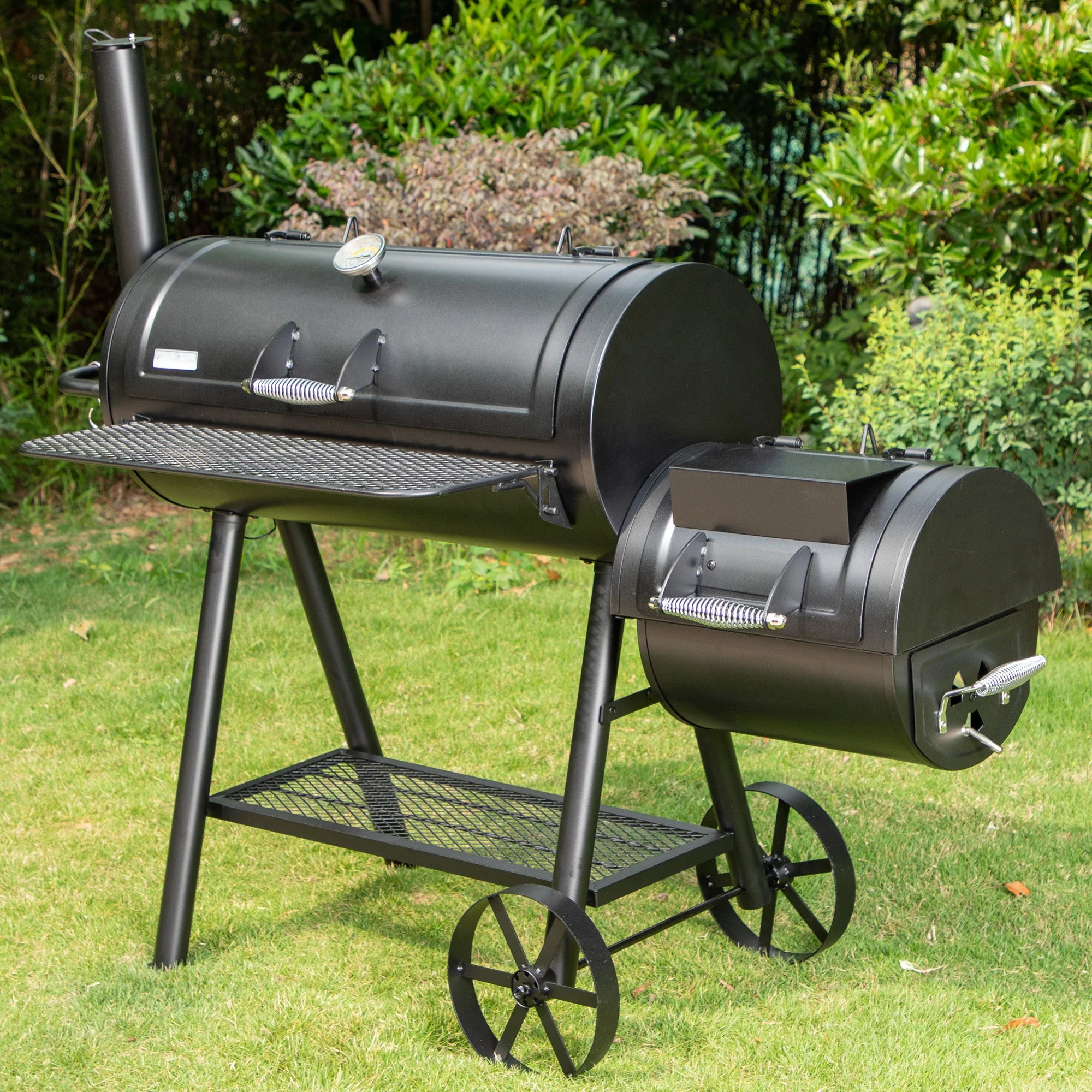 Sophia & William Portable BBQ Charcoal Grill with Offset Smoker, Black