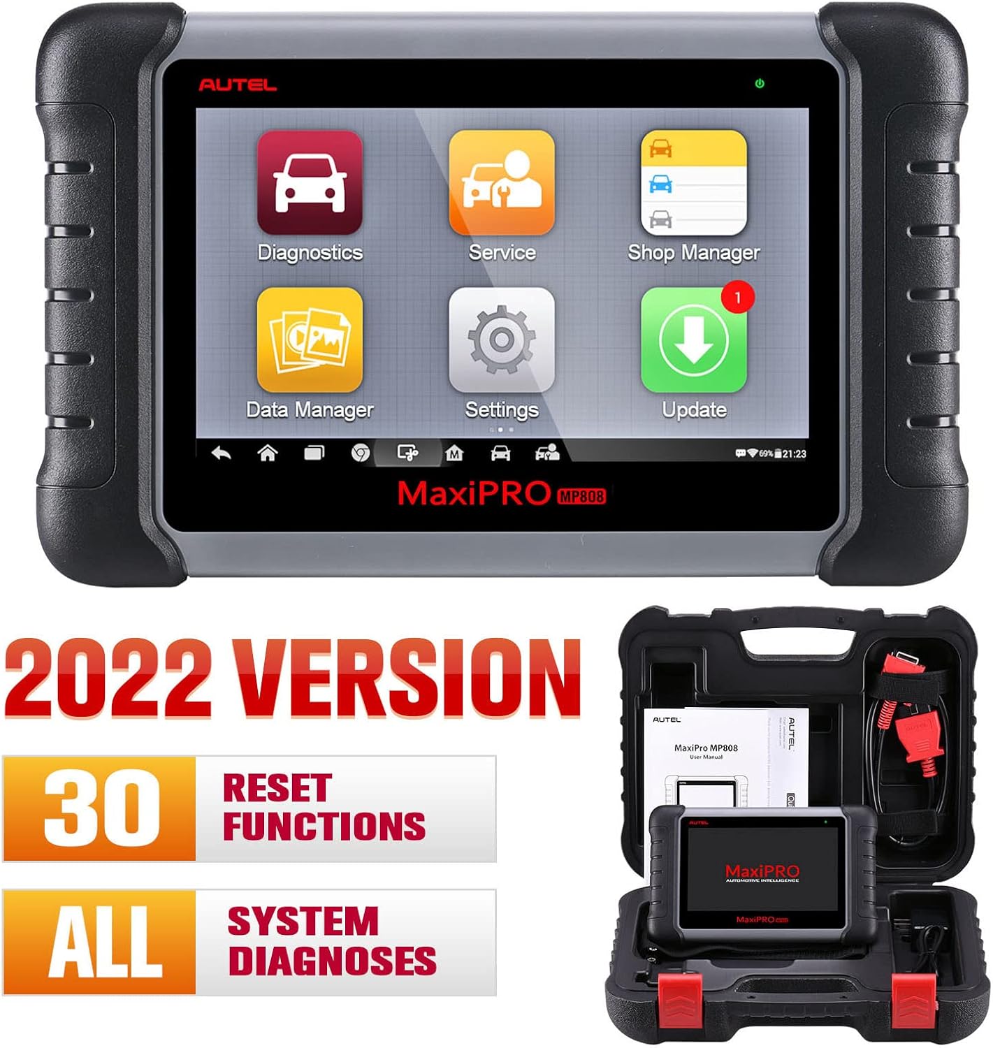Autel Scanner MaxiPRO MP808 Diagnostic Scan Tool, Same Function as MP808K/MS906, Advanced Bi- Directional Control, All Systems Diagnoses, 30+ Services