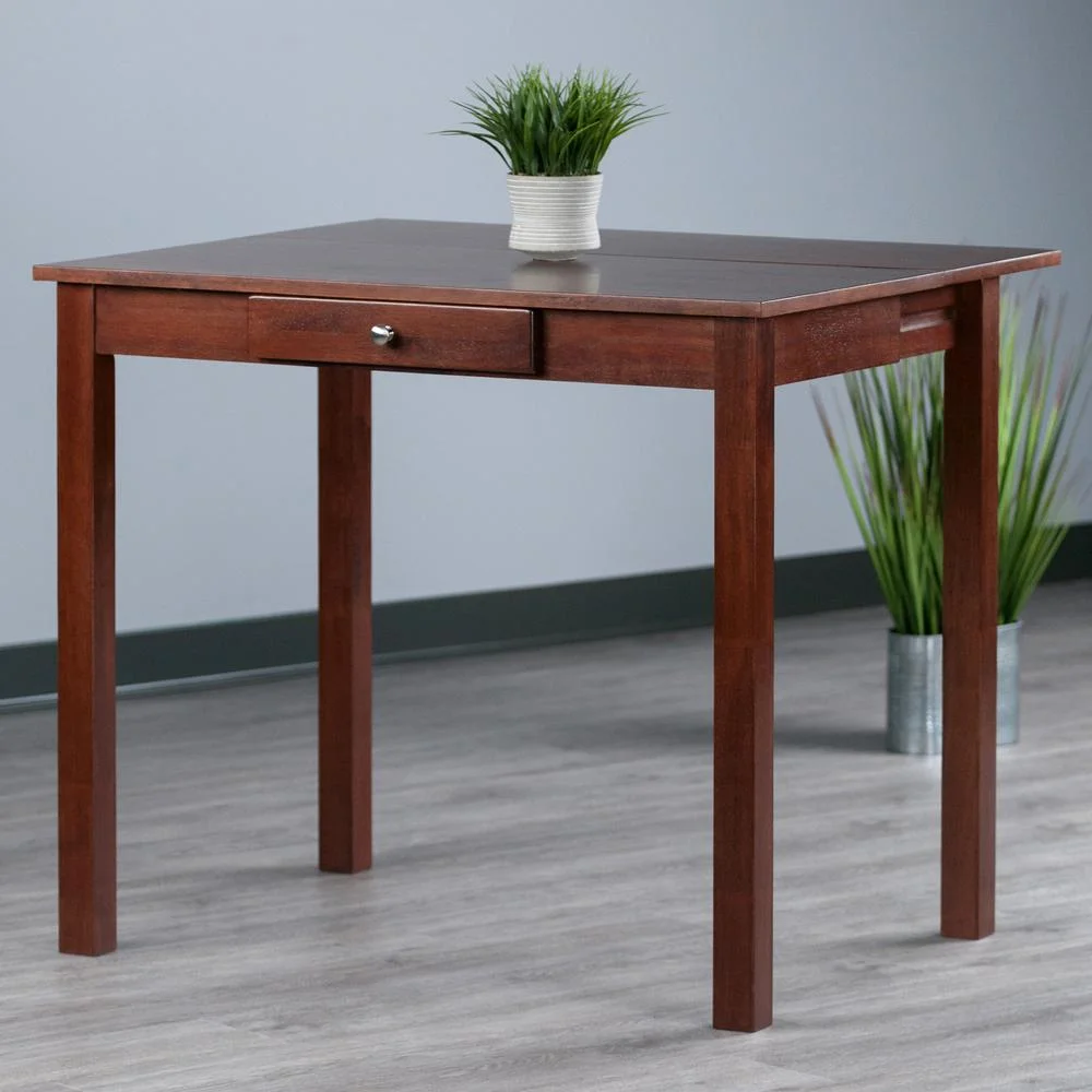 Winsome Wood Perrone High Table with Drop Leaf, Walnut