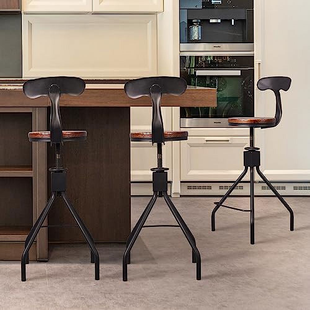 SPBOOMlife Industrial  Stools Swivle  Counter Height Adjustable 26-30inch Kitchen Island Dining Stool Cafe Chair with Backrest