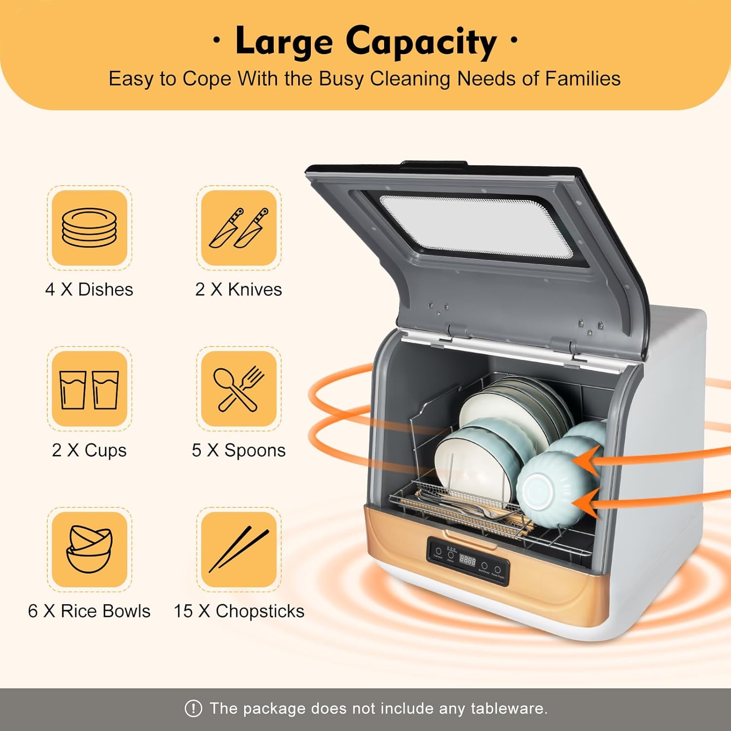 SHZICMY Portable Dishwasher Countertop, Mini Dishwashers, Automatic Dishwasher With Air-dry Function, 4 Washing Programs, 360° Streak-Free Deep Cleaning, Dishwasher for Apartments Dorm & RVs