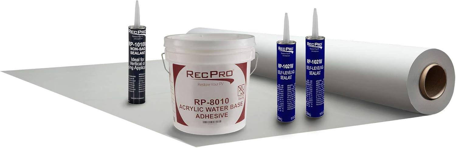 RecPro RecFlex RV Slide Out Rubber Roof Kit | 4.5' Wide | RV Rubber Roof Kit | RV (Camper) Roof Repair (16ft w/Shipping Tube Option)
