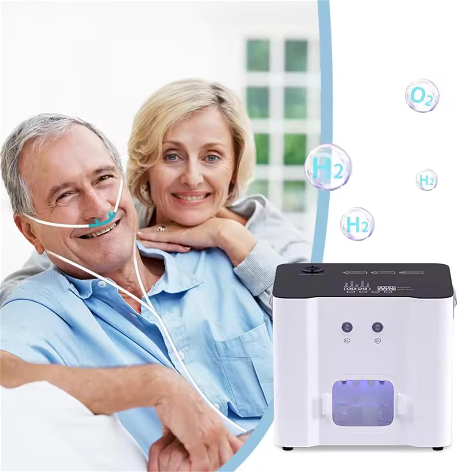 Hydrogen Inhalation Machine, 1500(1000 H+500 O) ml/min Hydrogen Generator, 99.99% High Purity PEM/SPE Ionizer, Hydrogen Water Generator for Home