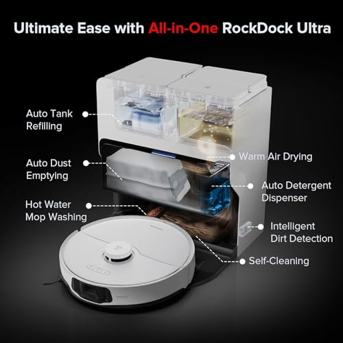 roborock S8 Max Ultra Robot Vacuum and Mop, FlexiArm Design, Auto Mop Washing&Drying, Smart Dirt Detection, Self-Emptying, 8000Pa Suction, 20mm Mop Lifting, Obstacle Avoidance, Auto Add Cleaner