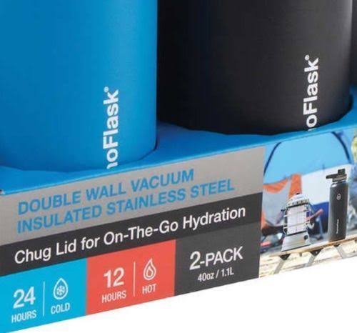 Takeya 59182 40 oz Thermoflask Black u0026 Silver - Pack of 2