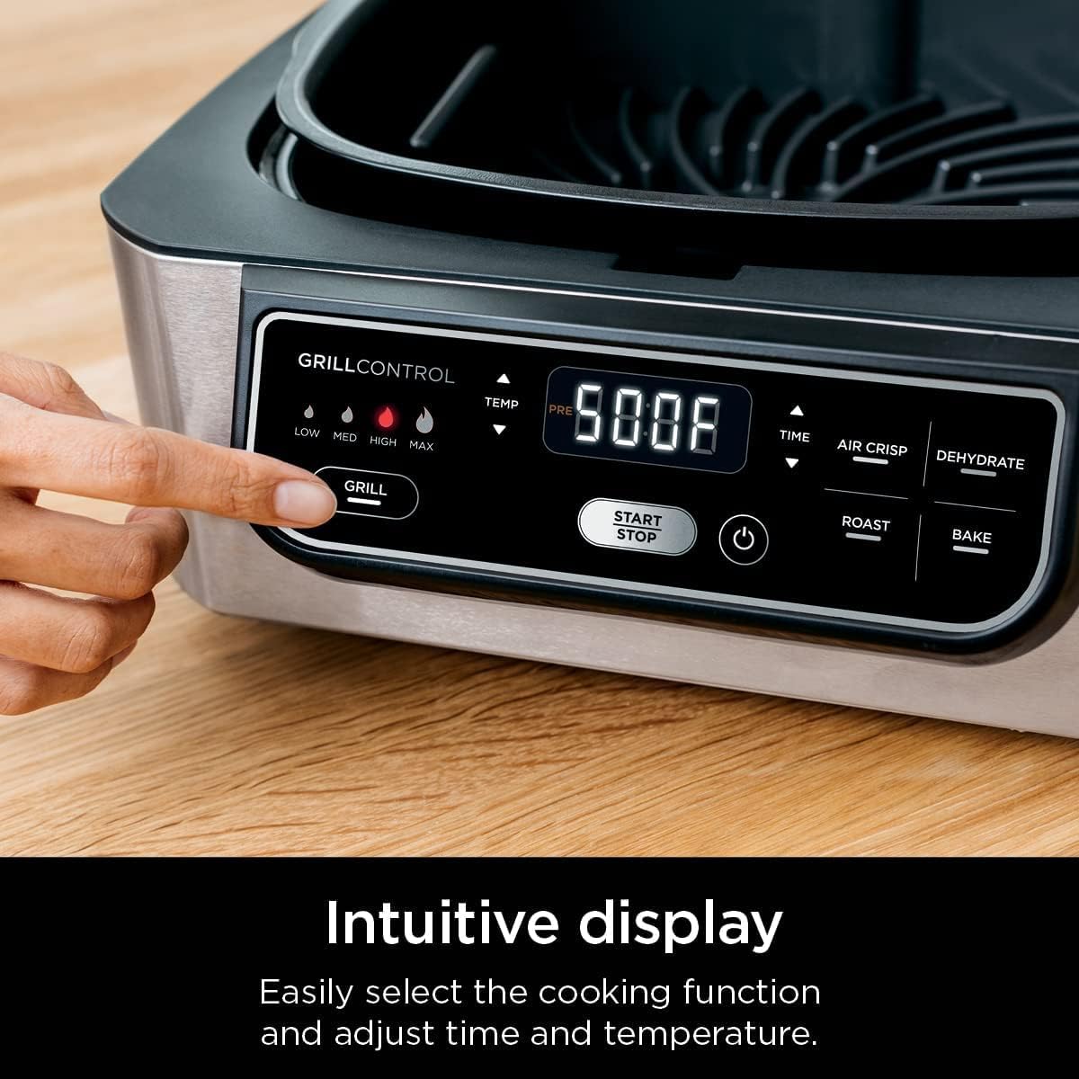Ninja AG302HRD Foodi 5-in-1 Indoor Grill with Air Fry, Roast, Bake & Dehydrate, Red (Renewed)