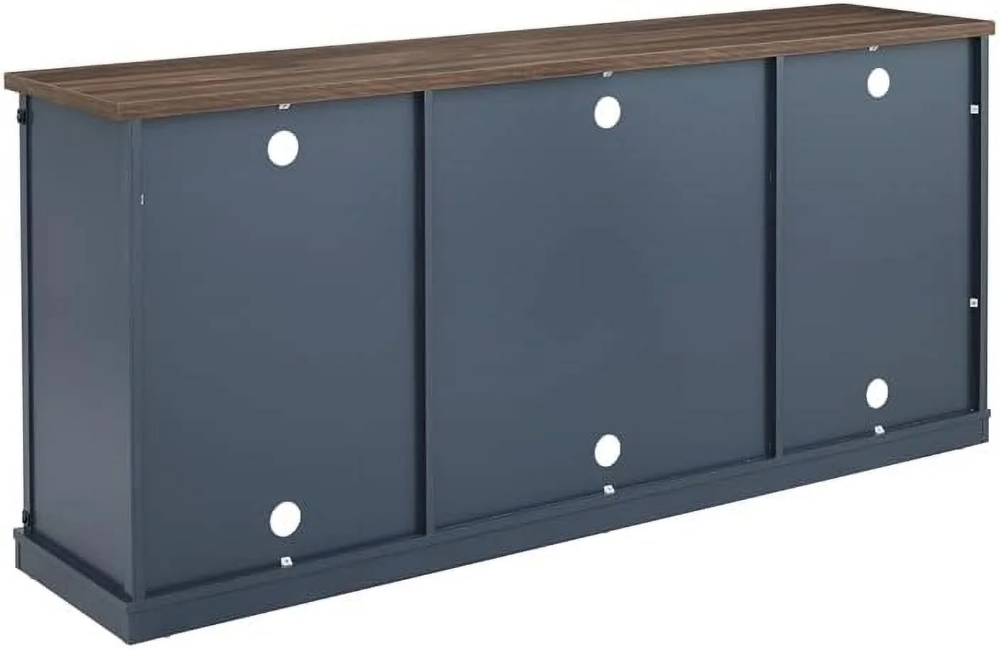 68 in. TV Media Stand for TV up to 75 in. Navy w/Walnut Color Desktop