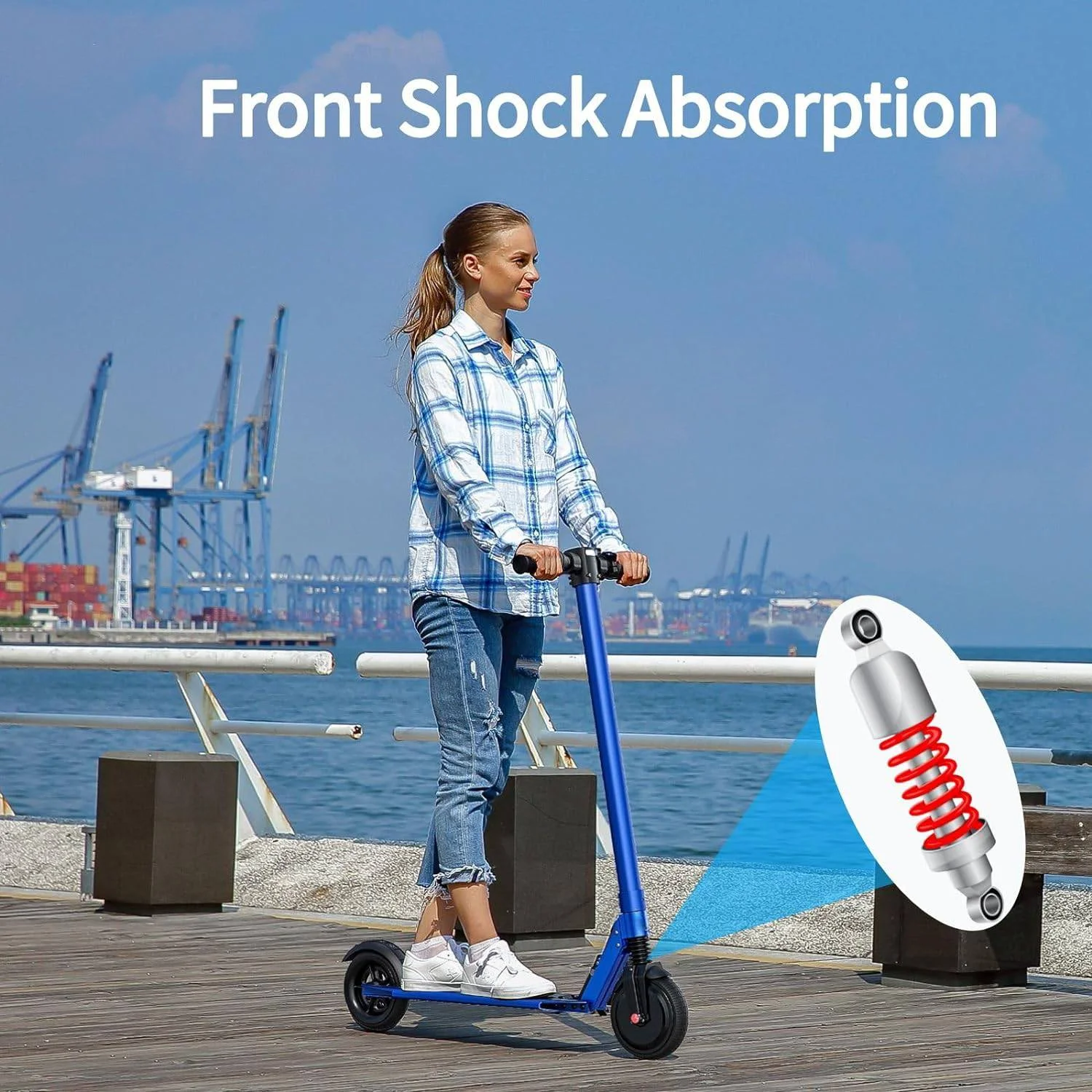 250W Lightweight Commuter Electric Scooter, 15.5 mph & 20 Miles Range, Foldable Kick Scooters for Adult, Blue