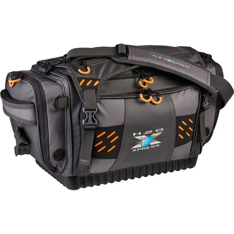 H2O Xpress 370 Coated Tackle Bag Black/Bright Orange - Soft Tackle Bags at Academy Sports