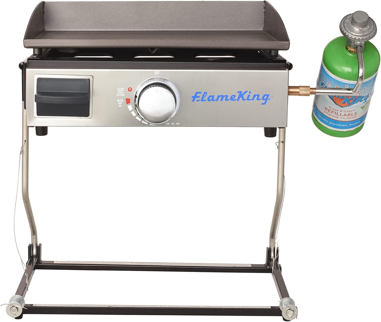 Flame King 17-inch Flat Top Griddle for Outdoor BBQ Grill, Portable Propane Gas Griddle for Camping and Tailgating, w/ Mounting Bracket