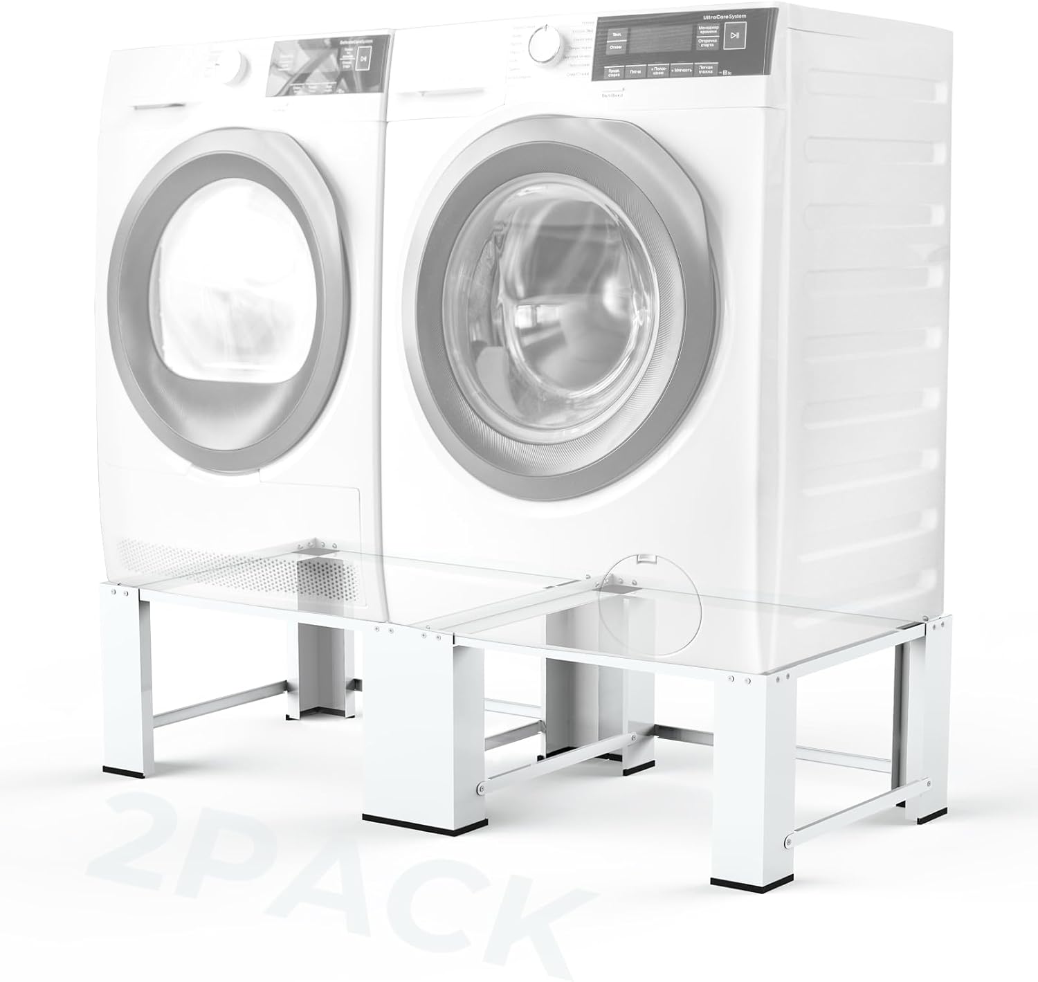 29" Washer Dryer Laundry Pedestals White - Dual-pack Laundry Pedestal for Washer and Dryer Stand, Steel Washing Machine Stand Raiser