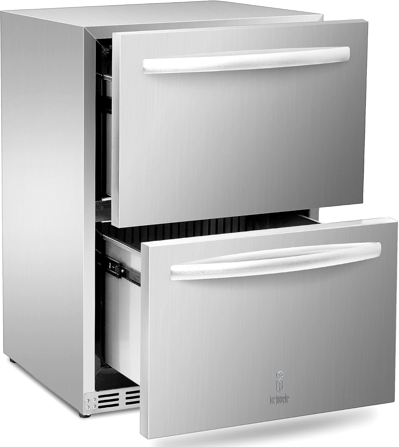 Under Counter Refrigerator, Stainless Steel Under Counter Drawer Fridge Beverage Fridge Refrigerator with Digital Displayfor Outdoor and Home Use