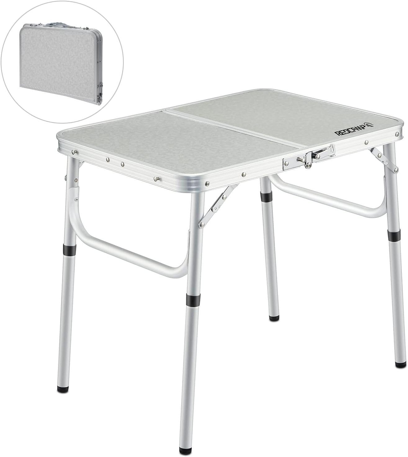 REDCAMP Folding Camping Table, 4ft Portable Aluminum Outdoor Folding Table Camp Table Adjustable Height Lightweight for Picnic Cooking Beach