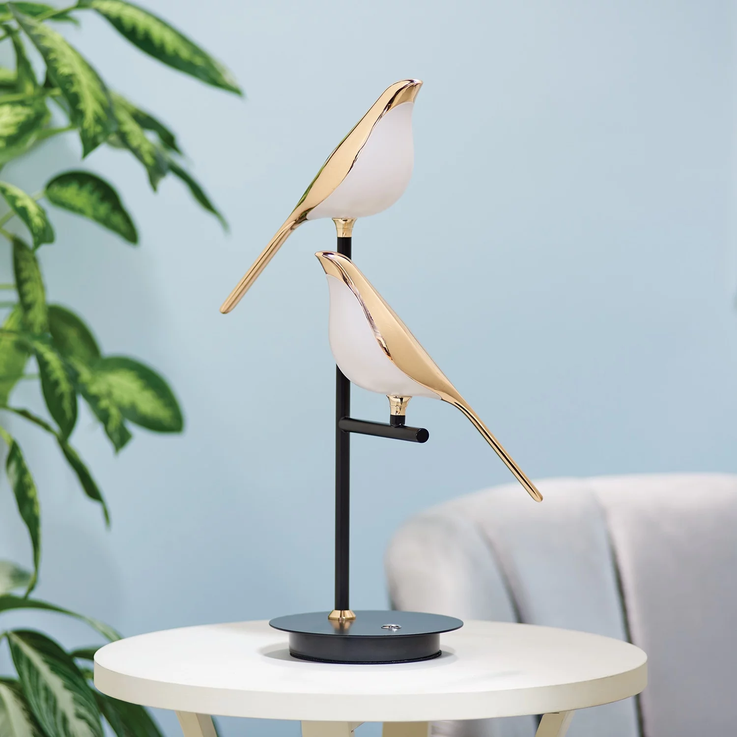 Art & Artifact Gold Bird Lamp, Art Deco Table Lamp, Modern Design Bedside Lamp