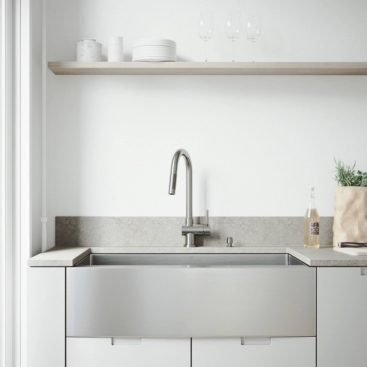 Vigo VG15258 All in One 36-Inch Farmhouse Stainless Steel Kitchen Sink and Faucet Set