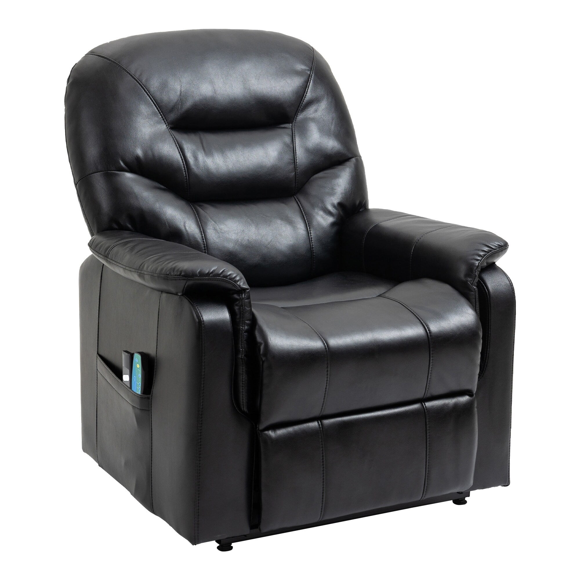 Clihome  Faux Leather Power Lift Recliner Chair with Message Black
