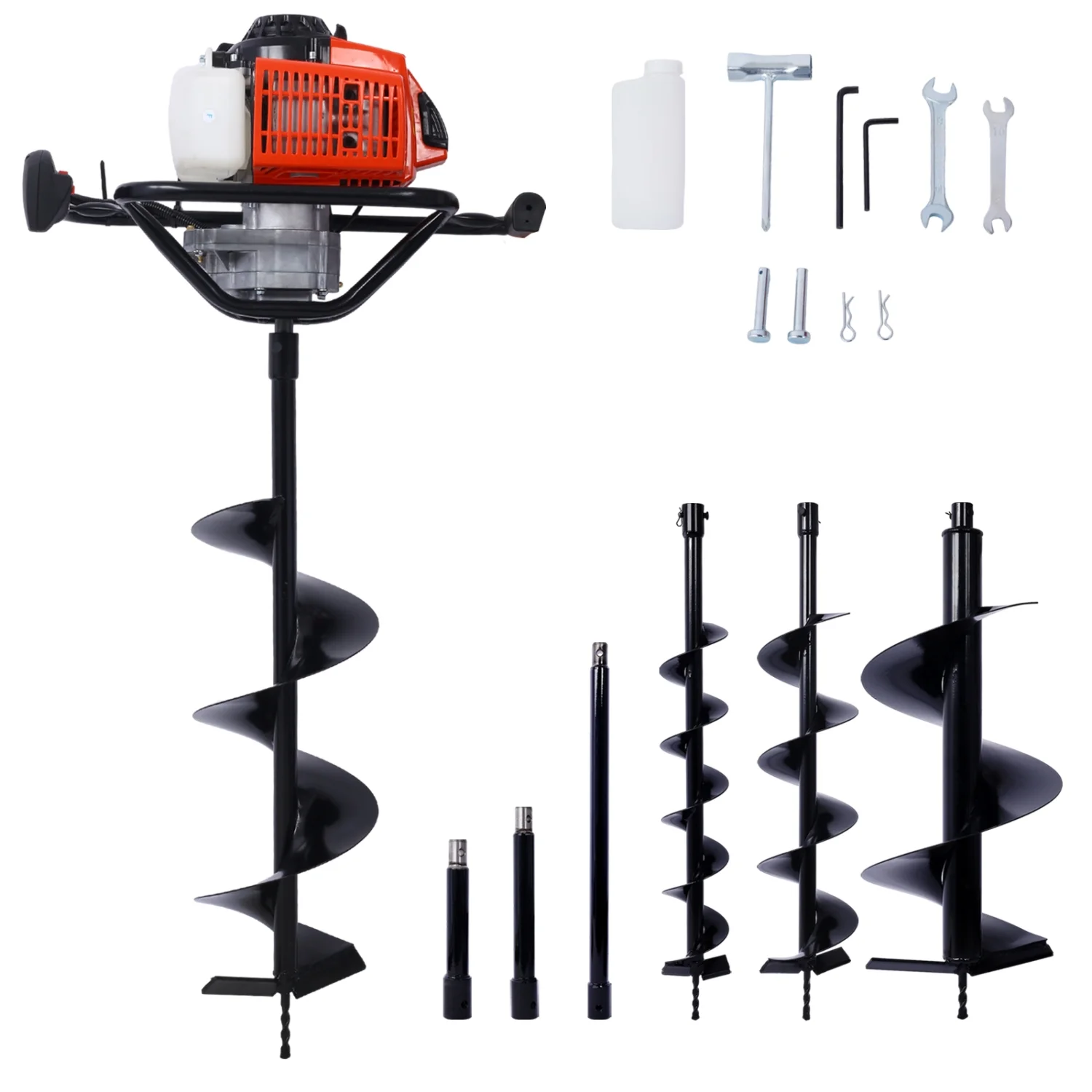 Powerful 2.7HP Gas-Powered 63cc 2-Stroke Auger Post Hole Digger for Efficient Digging  EPA Certified with 3/4” Drill Shaft Size. Includes L4”  L6”  L8”  and L12” Drill Bits  as well as Ex - Curated Treasures Market
