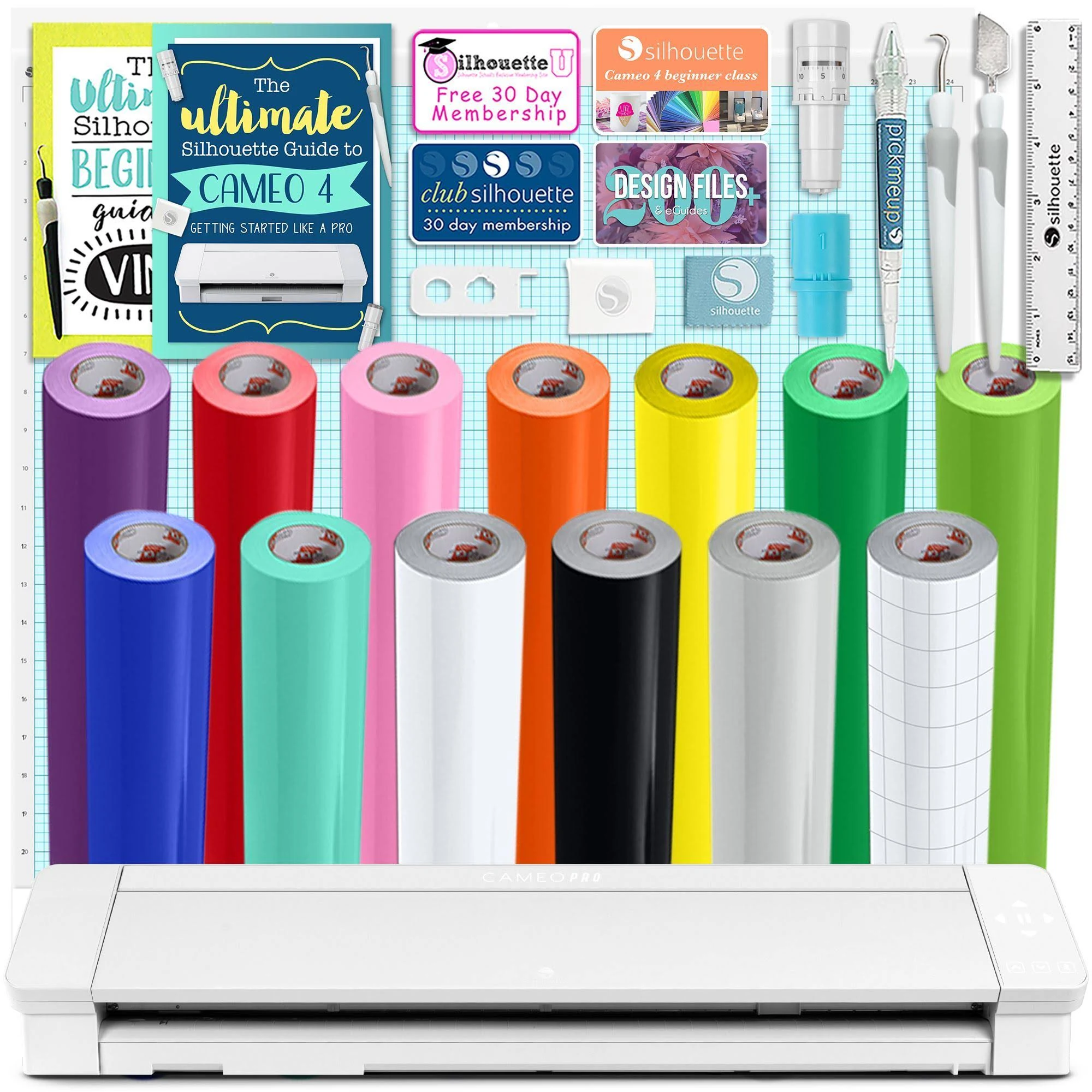 Silhouette Cameo 4 Pro - 24x22 w/ Oracal 651 24x22 Wide Vinyl Rolls, Tools, Guides