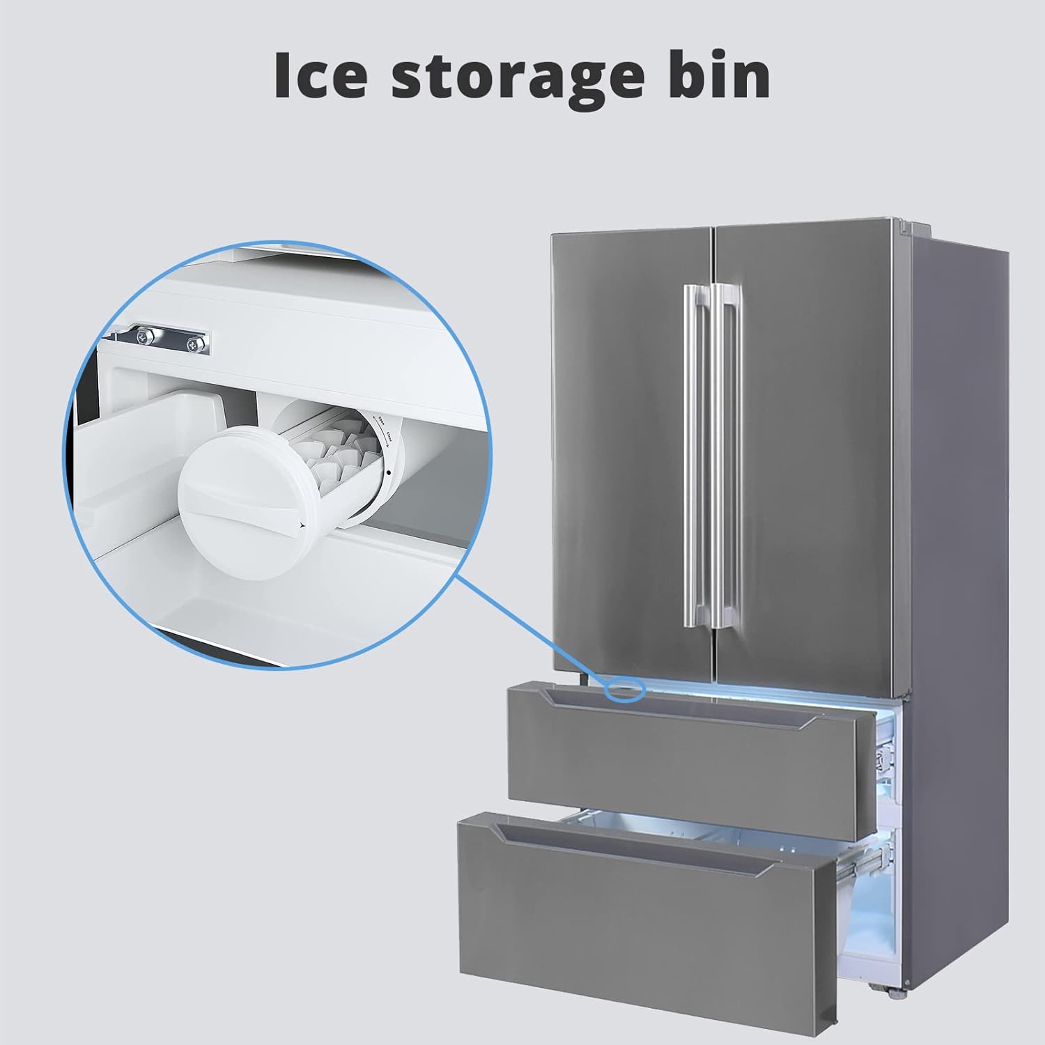 22.5 Cu.Ft 36" French Door Refrigerator, Full Size Refrigerator with Ice Maker, 4-Door Freestanding Upright Freezer and Fridge, Fingerprint Resistant Stainless Steel