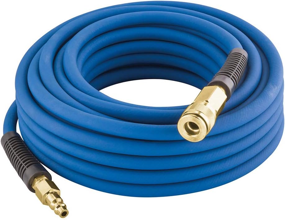California Air Tools 8010 Steel Tank Air Compressor, 8 gal & Estwing E1450PVCR 1/4" x 50' PVC/Rubber Hybrid Air Hose with Brass 1/4" NPT Industrial Fitting and Universal Quick Connect Coupler