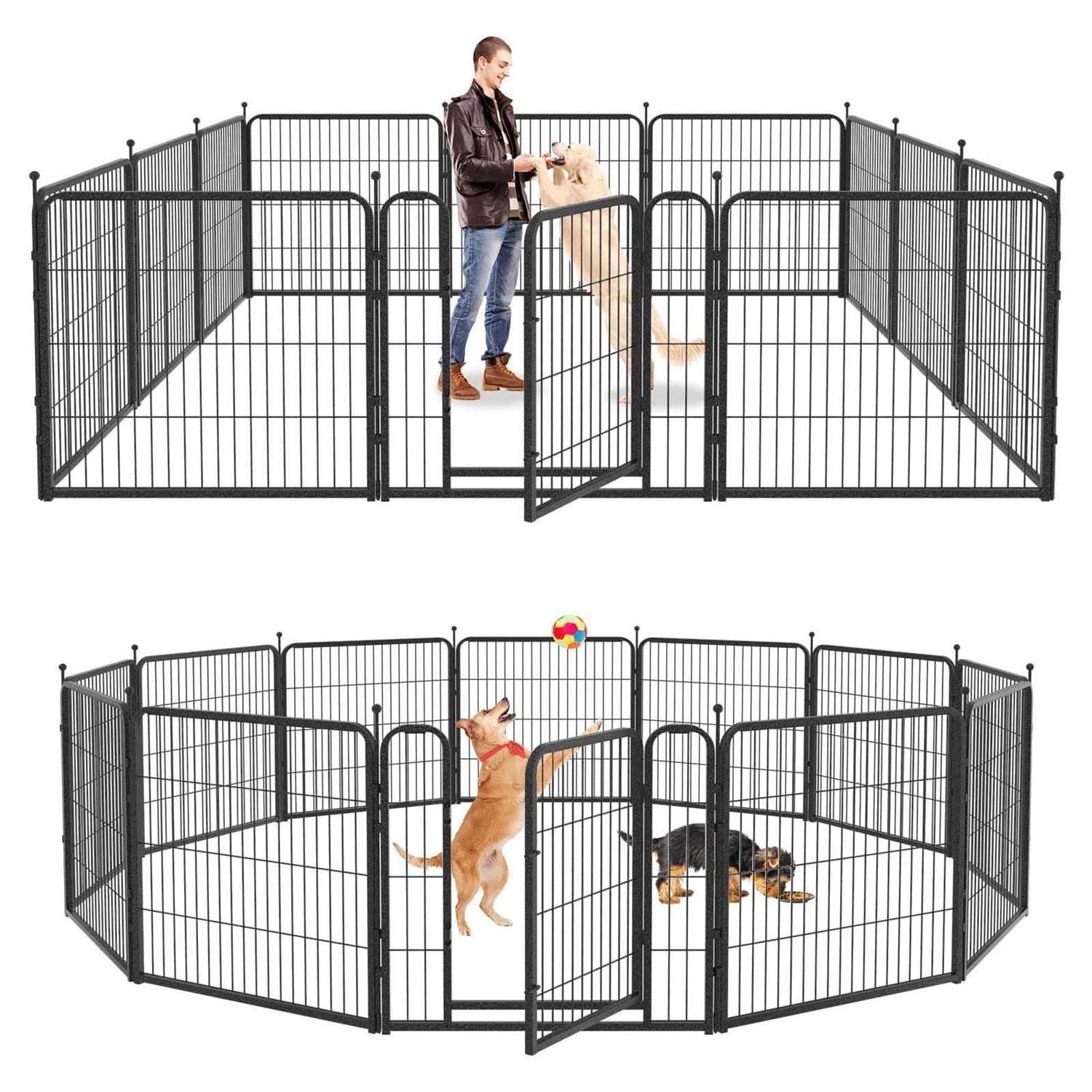 Kfvigoho Dog Playpen Outdoor Panels Heavy Duty Dog Pen Height Puppy Playpen Indoor Anti-Rust Exercise Fence with Doors for Medium/Small Pet - Pet Supplies online store