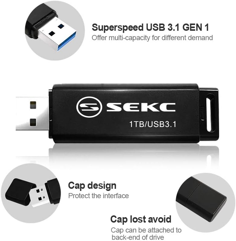 SEKC 1TB USB 3.1 Flash Drive, Read Speed up to 200MB/s, Black - SDA201T