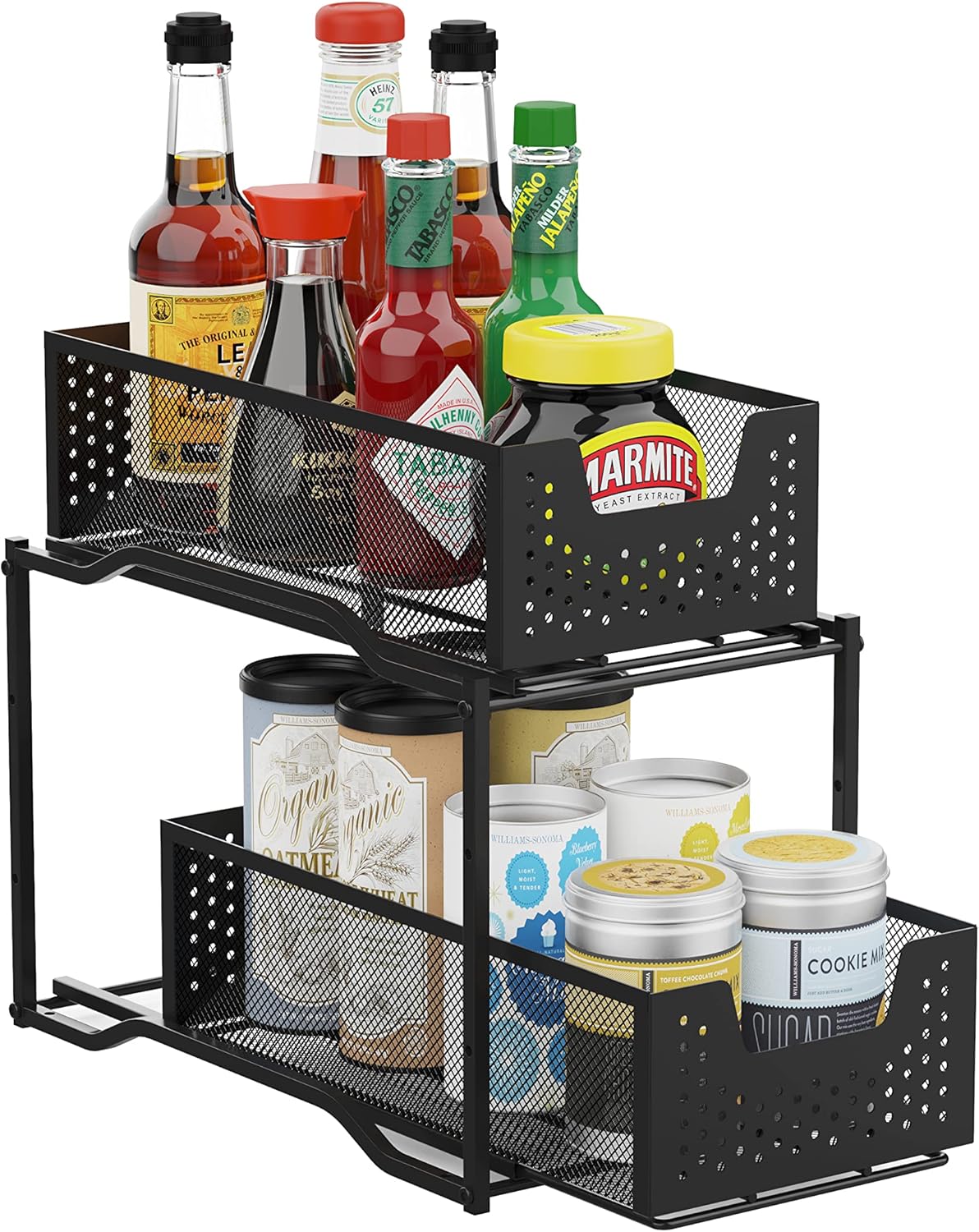 Simple Trending Stackable 2-Tier Under Sink Cabinet Organizer with Sliding Storage Drawer, White