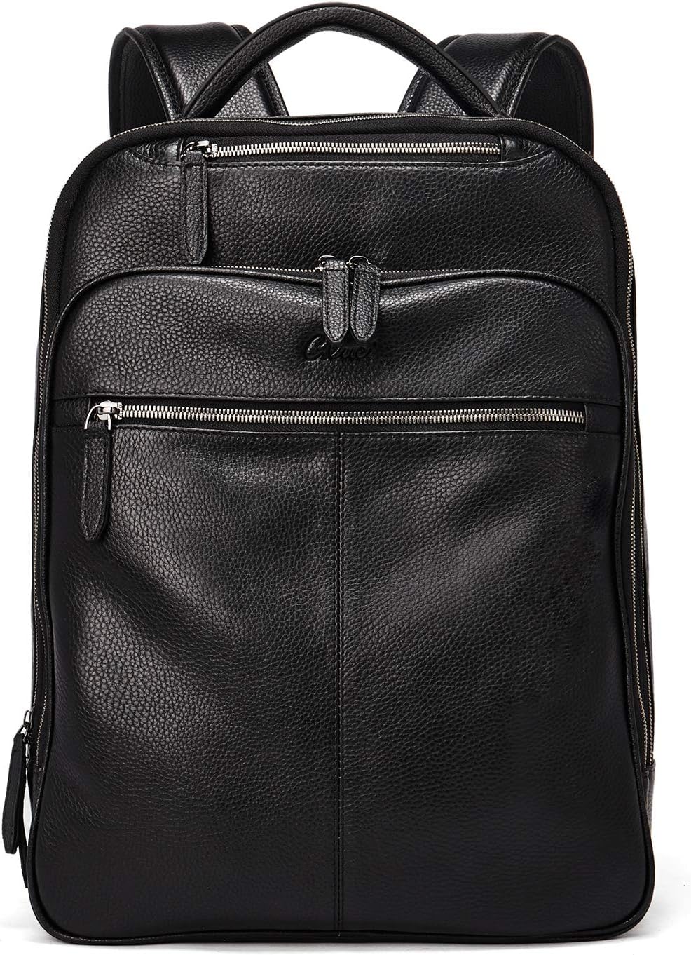 CLUCI Genuine Leather Backpack for Men Slim 15.6 Inch Laptop Large Capacity Business Travel Bag Black