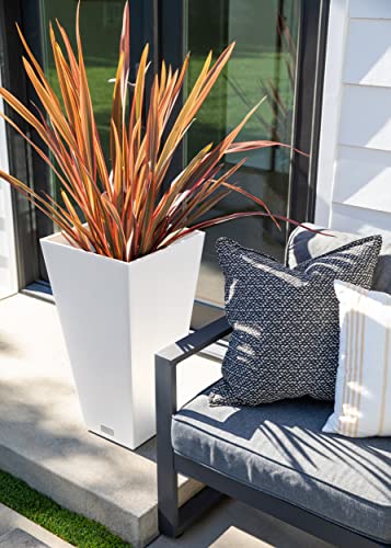 Veradek V-Resin Indoor/Outdoor Taper Planter, Set of 2 (30 inch, White)