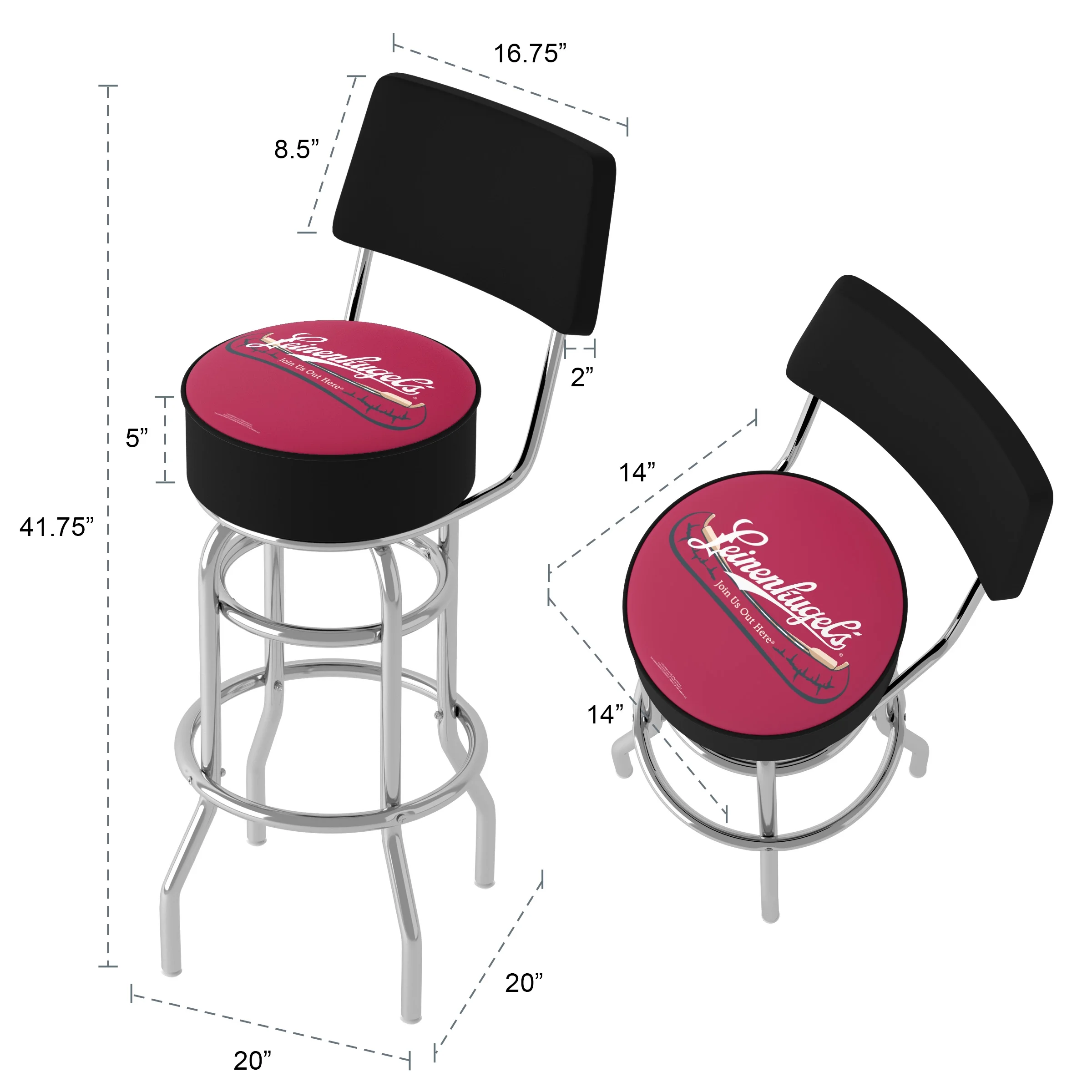 Trademark Gameroom Leinenkugel's Logo Bar Stool with Back Rest