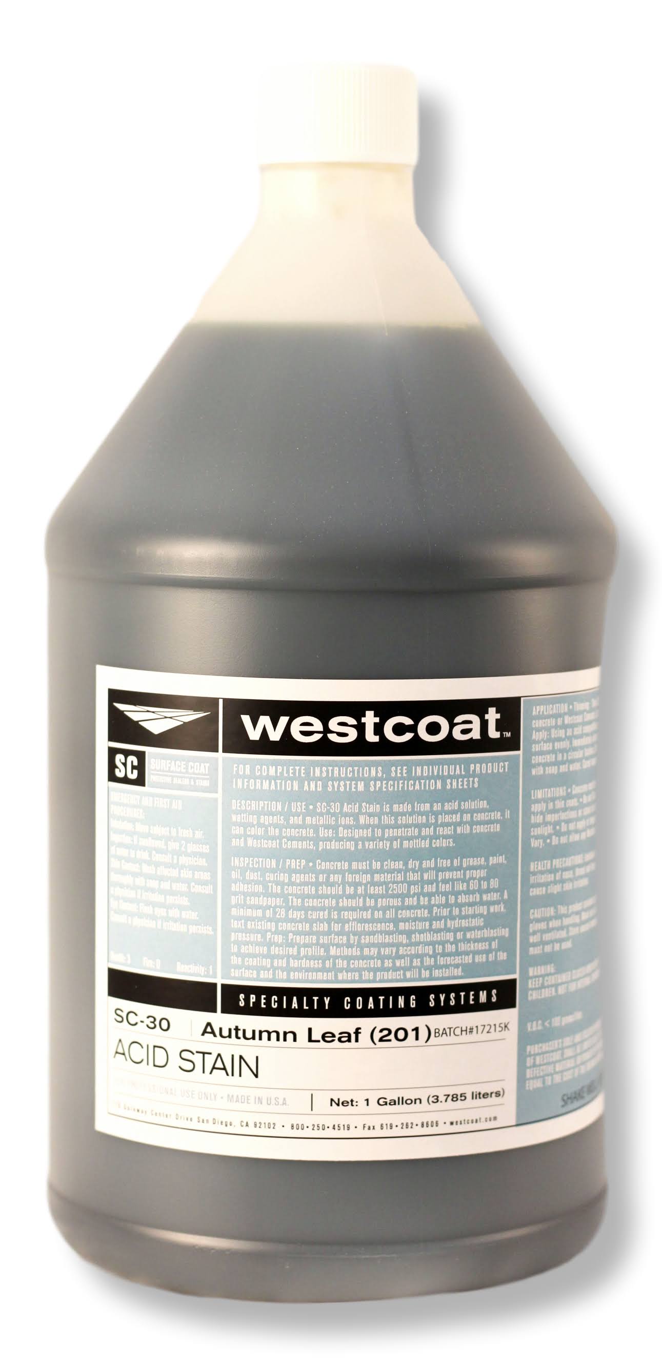Westcoat SC-30 Acid Stain for Concrete Aqua / 1-Gallon