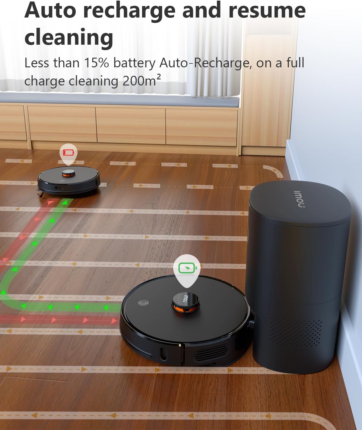 Imou Robot Vacuum and Dust Box Combo Self Emptying 3-in-1 Cleaner, Robotic Vacuum Lidar Navigation & Smart App Mapping, 4500Pa Suction, 180Min Max Runtime, 60-Day Capacity, Ideal for Pet Hair