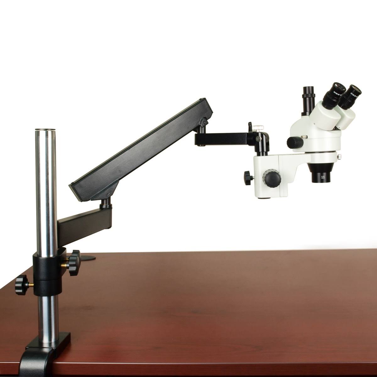 OMAX 3.5X-90X Trinocular Zoom Stereo Microscope on Articulating Arm Stand