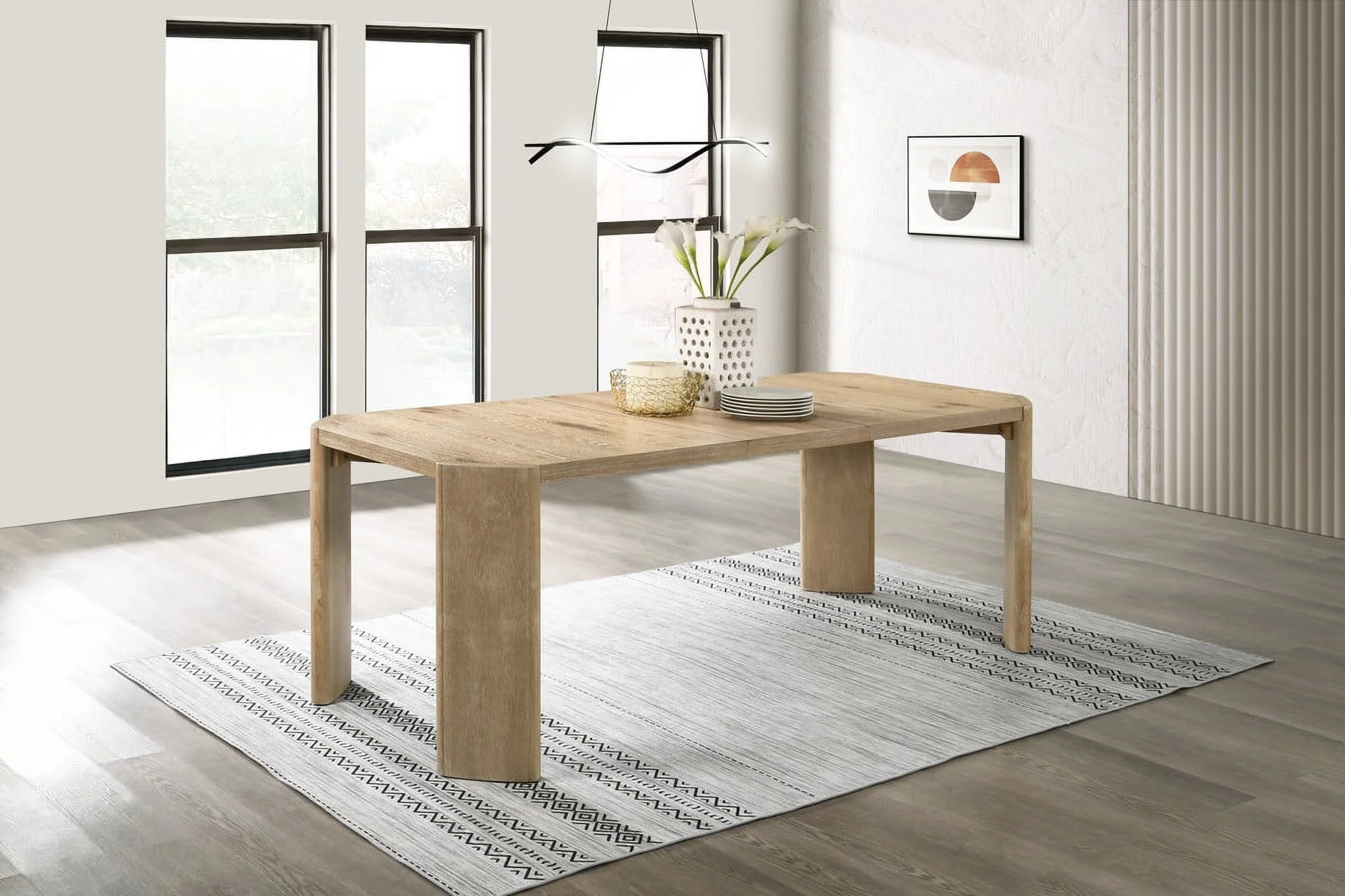 Magnus Oak Finish Wood 84" Extendable Rectangular Dining Table