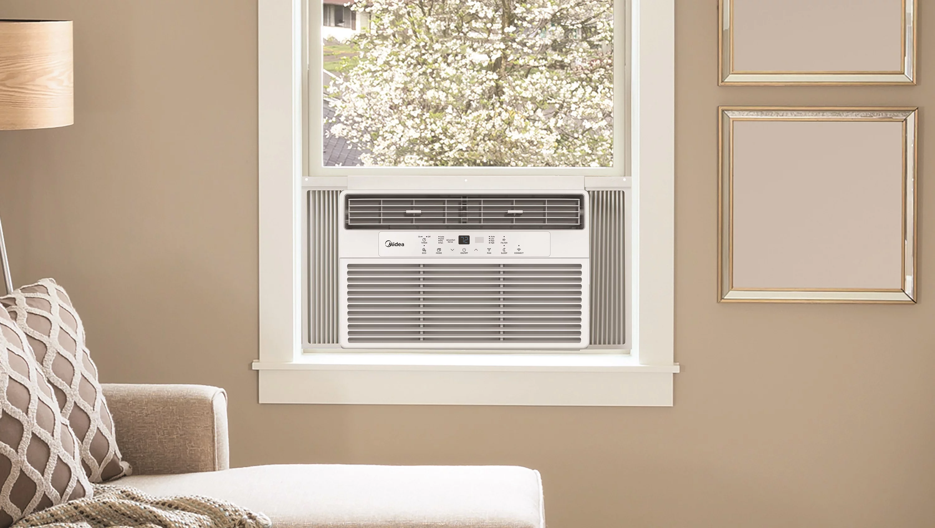Midea 12,000 BTU 115V Smart Window Air Conditioner with ComfortSense Remote, Cools up to 550 Sq. Ft., White, MAW12S1WWT