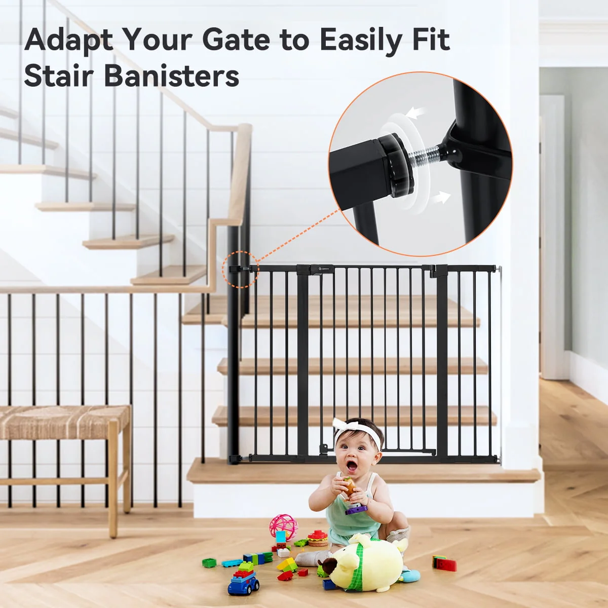 Baby Gate, 36'' Extra Tall 29.5-48.8'' Wide Toddler Gates for Doorway Stairs