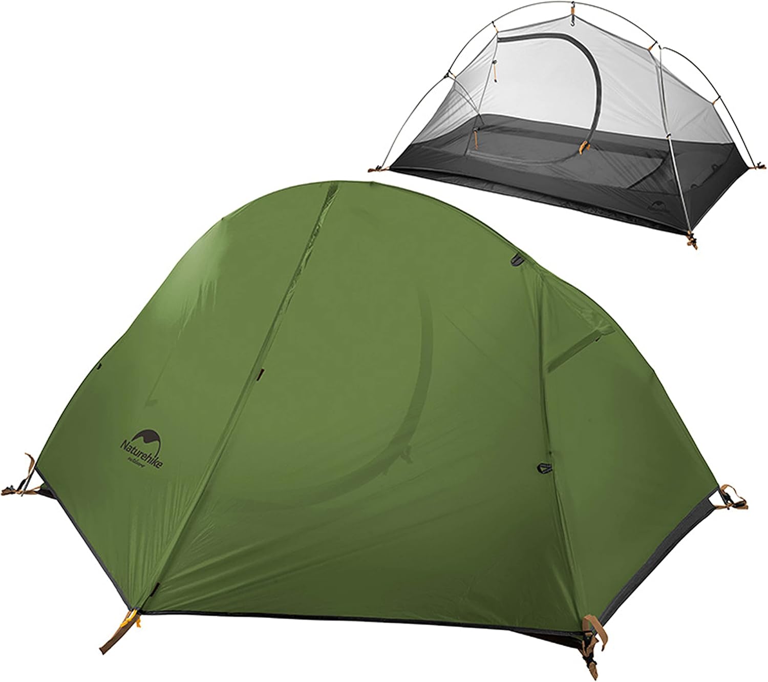 Naturehike 1 Person Camping Tent, Portable Compact Ultralight Folding Spacious Outdoor Waterproof Dome Tent for Backpacking, Hiking, Traveling, Cycling, Beach Setup Easily, 3-4 Seasons, with Footprint