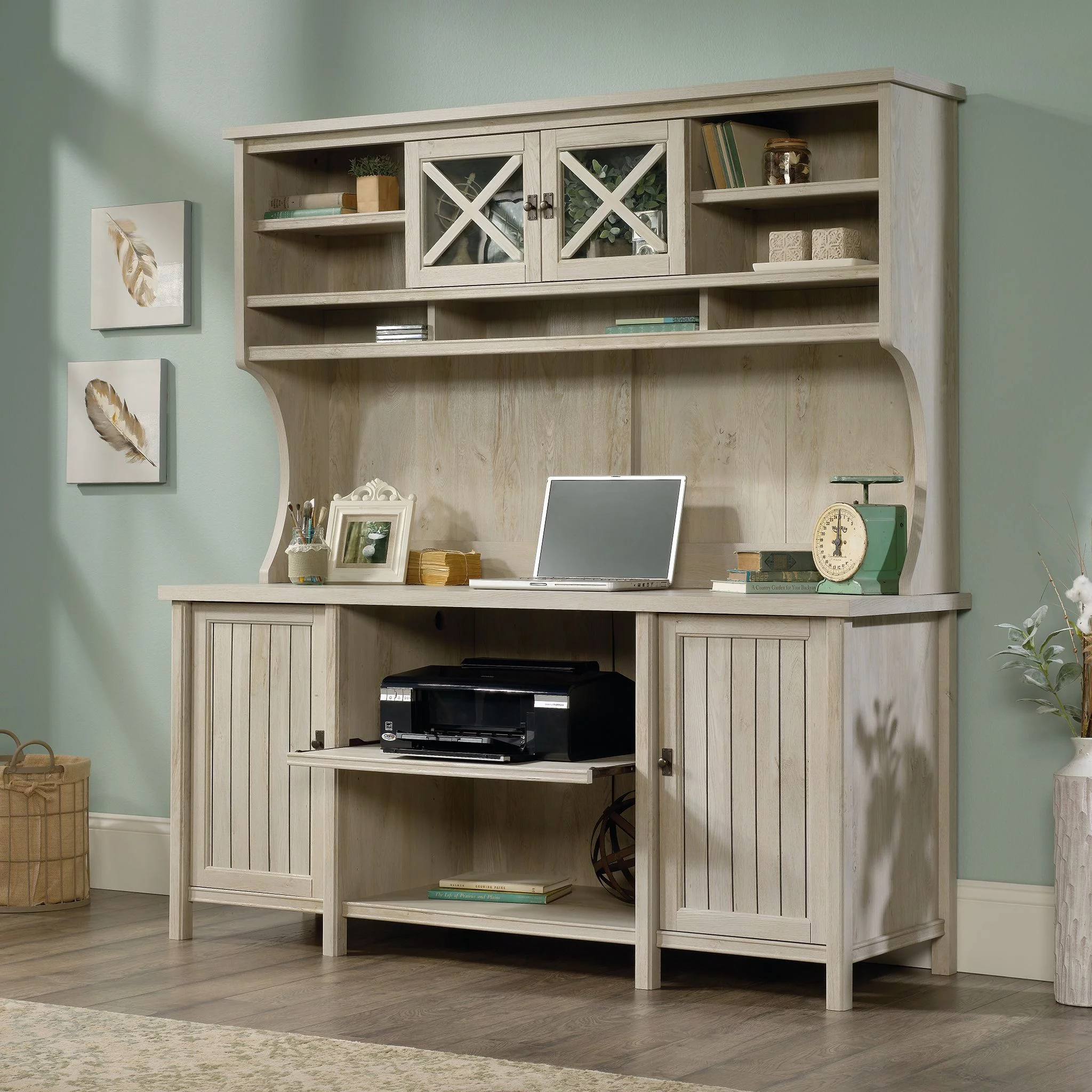 Sauder Costa Hutch, Chalked Chestnut Finish