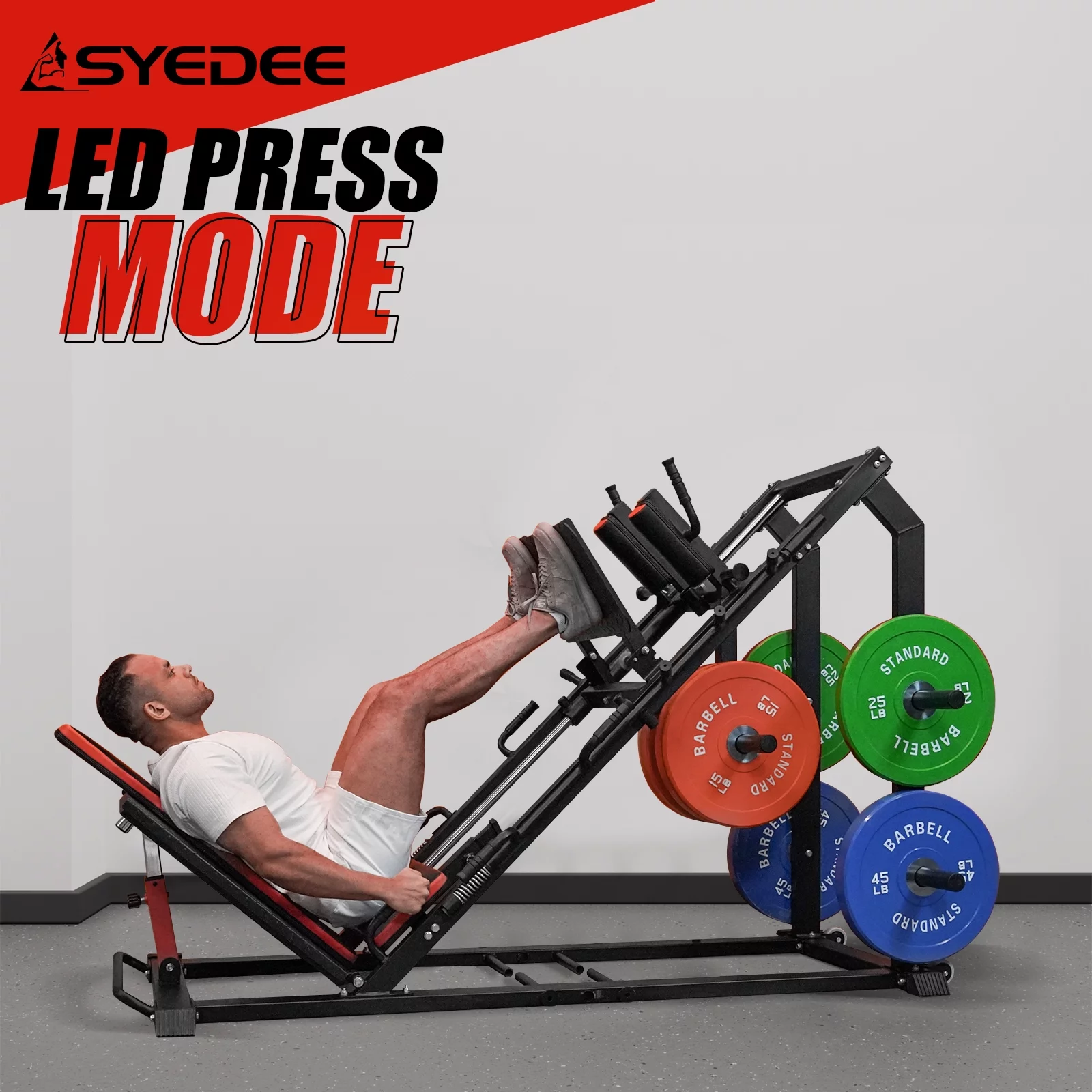 syedee Leg Press Hack Squat Machine, Leg Exercise Machine with Linear Bearing, Lower Body Special with Weight Storage for Quads, Hamstring, Glutes, Calves, Heavy Duty Home Gym Leg Day Equipment(Red)