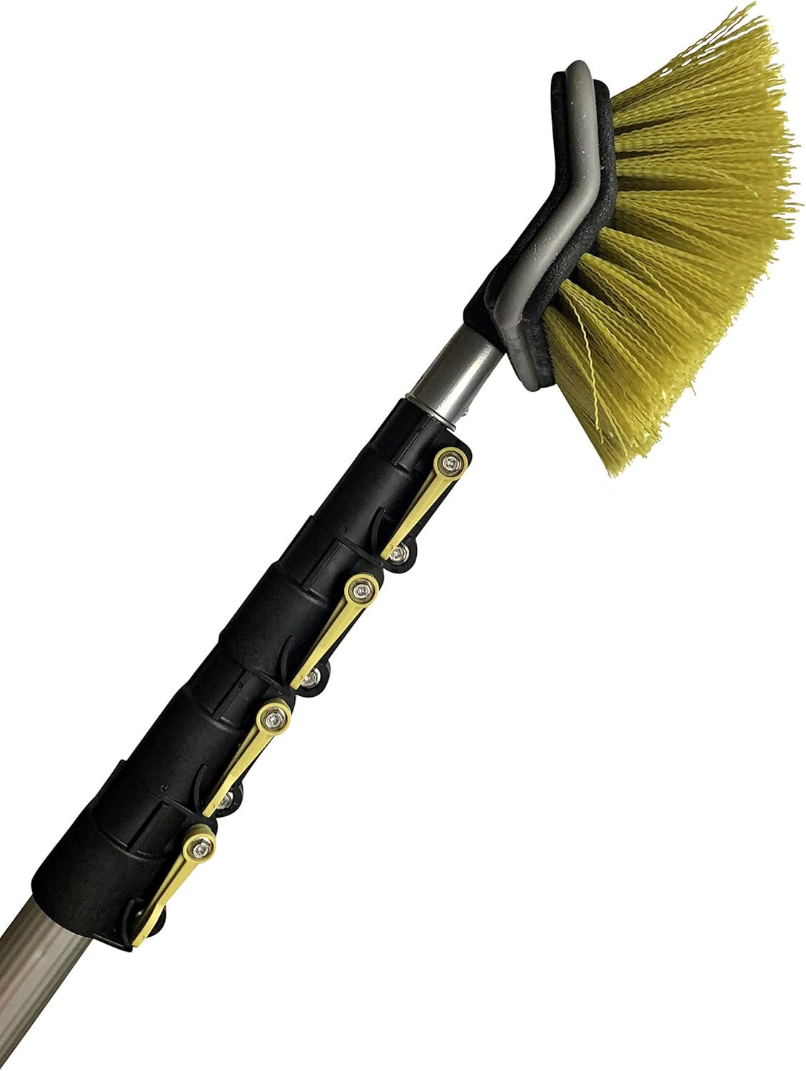 DocaPole 7-30 Foot Hard Bristle Brush Extension Pole |11” Scrub Brush with Telescopic Pole | Long Handle Cleaning Brush and Deck Brush for House Siding, Deck, Garage, Patio and More