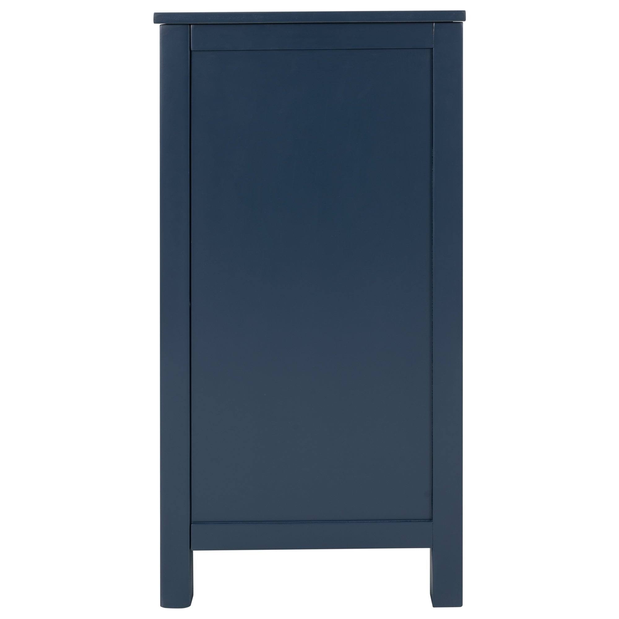Wood Accent Buffet Sideboard Storage Cabinet with Doors u0026 Shelf, Navy - Navy Blue