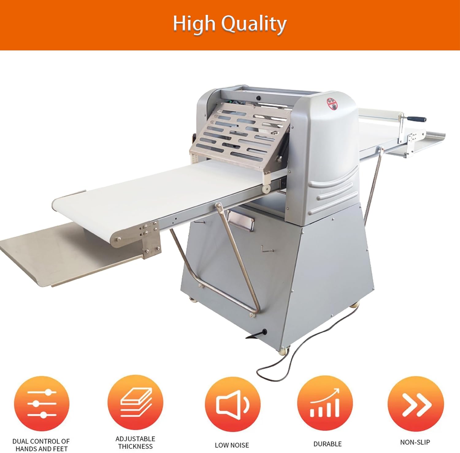 Dough Sheeter Commercial Dough Roller Sheeter Electric Croissant Pastry Sheeter 20"×82" Fondant Reversible Pizza Press Rolling Machine Adjustable Thickness with Foot Pedal 110V