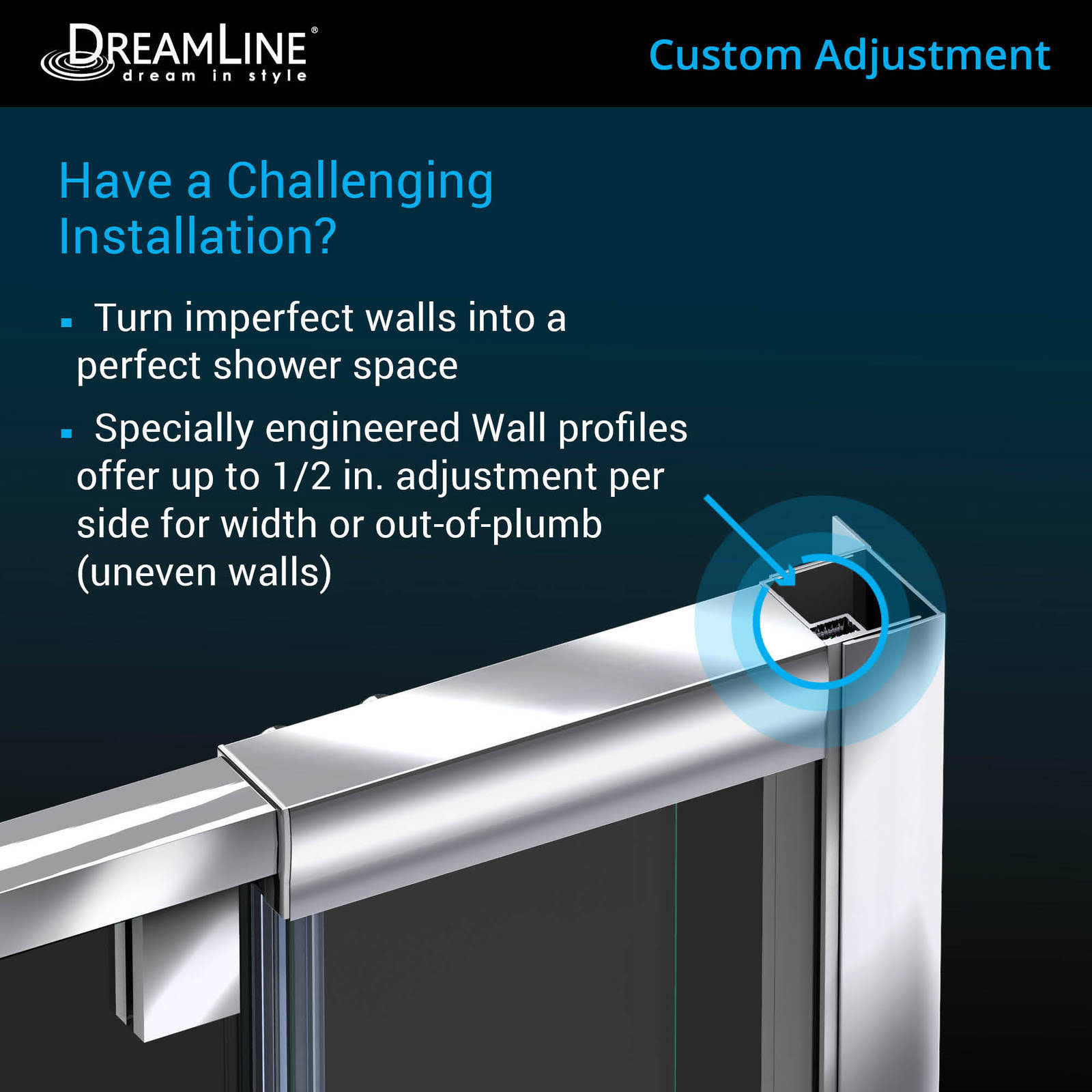 DreamLine DL-6219C-22-01 Flex 32x22D x 42x22W x 74 3/4x22H Semi-Frameless Pivot Shower Door in Chrome with Center Drain Biscuit