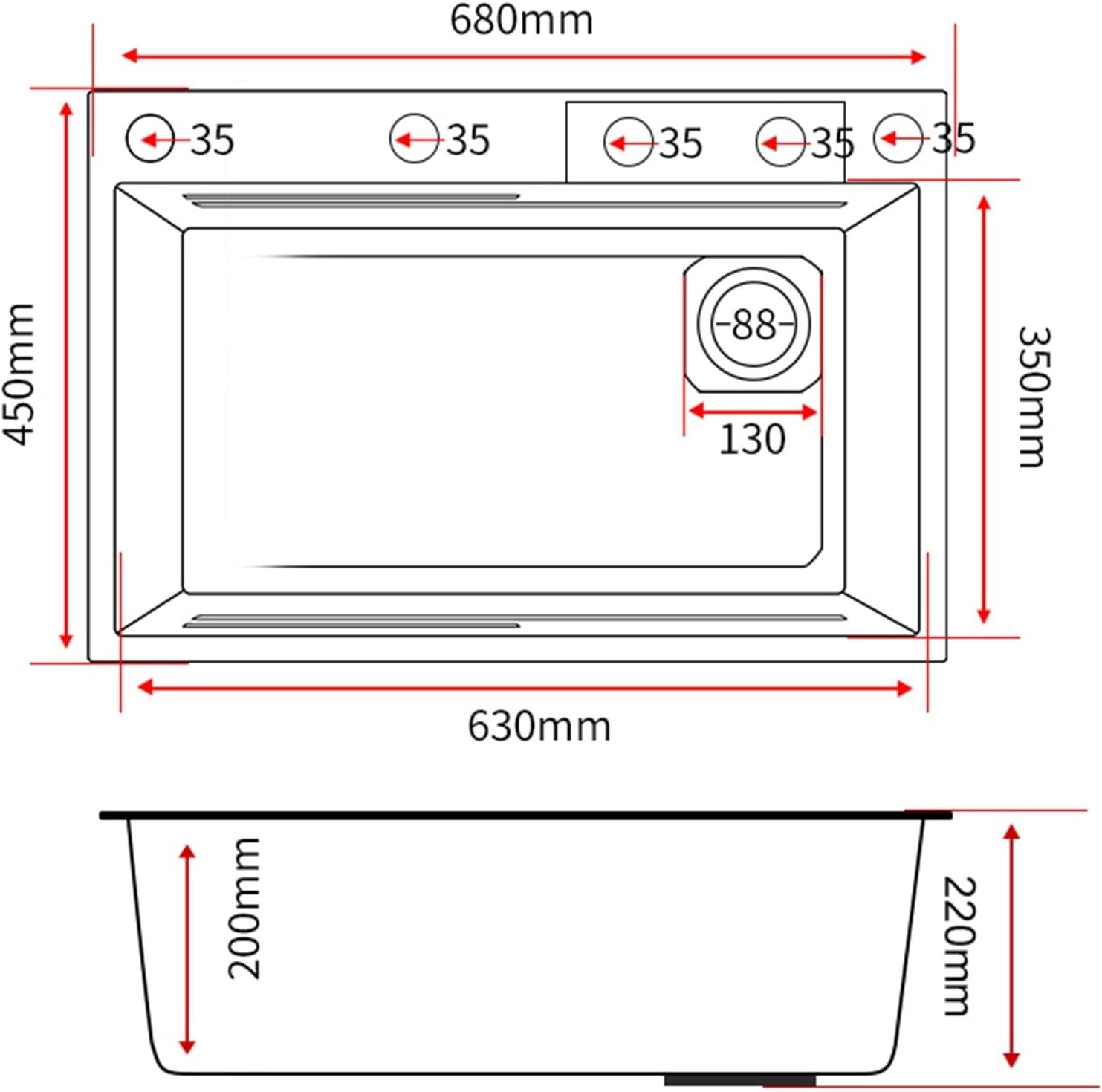 Kitchen Sink, Waterfall Sink, Pull-Out Faucet Single Bowl Big Sinks