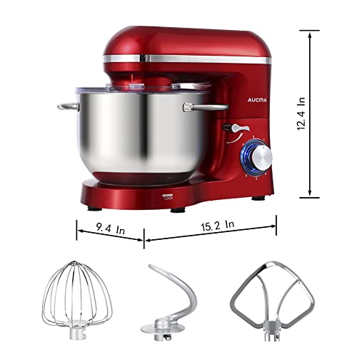 Aucma Stand Mixer,6.5-QT 660W 6-Speed Tilt-Head Food Mixer, Kitchen Electric Mixer with Dough Hook, Wire Whip & Beater
